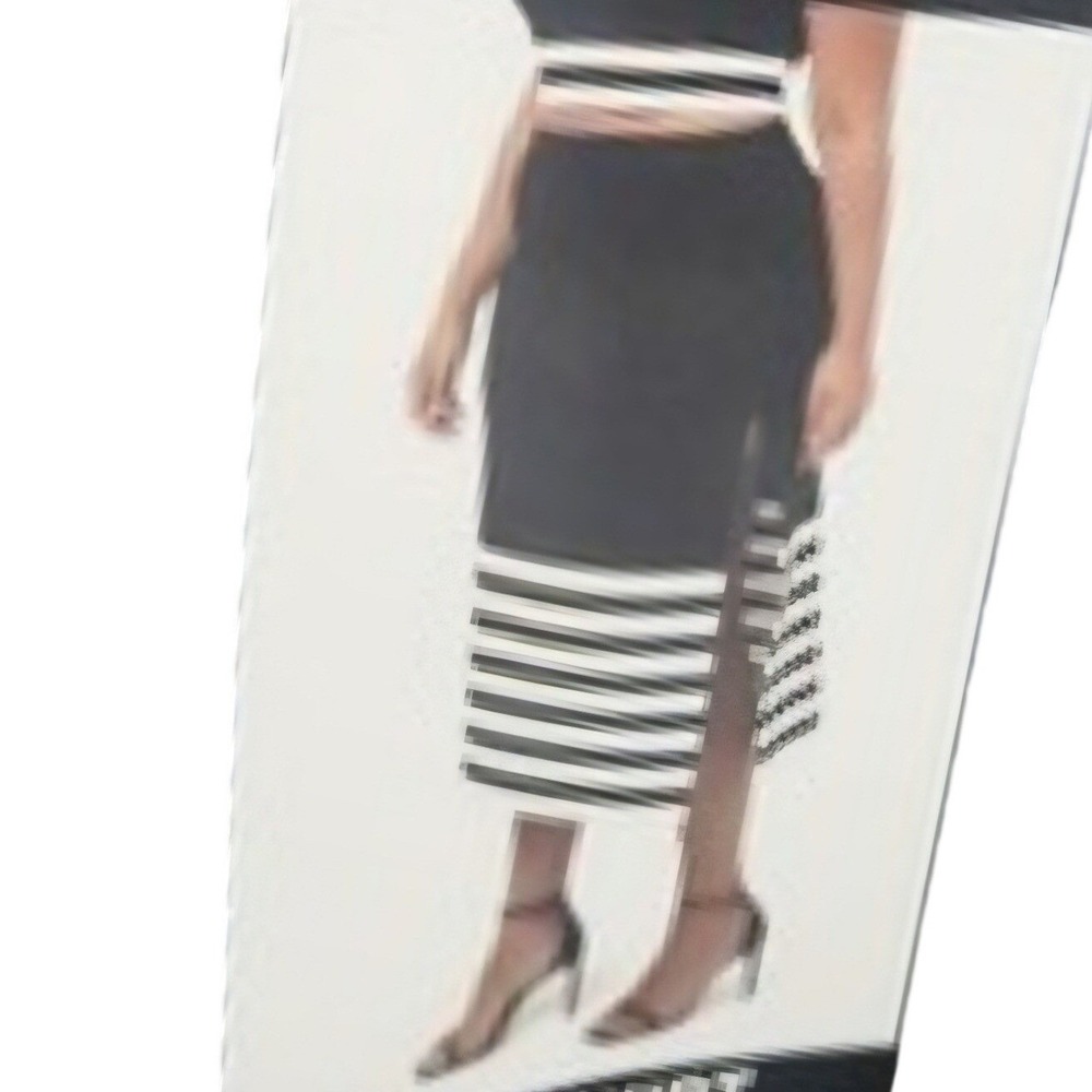 Edited by Remi Bader Womens 1X Black White Striped Knit Midi‎ Skirt NWT